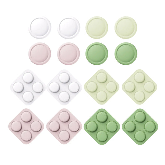 Playvital Silicone Button Covers and Thumb Grip Set for Nintendo Switch 2, 8 Colorful ABXY Directional Button Caps & 4 Joystick Caps for Joycon 2 - White & Yellow & Pink & Matcha Green